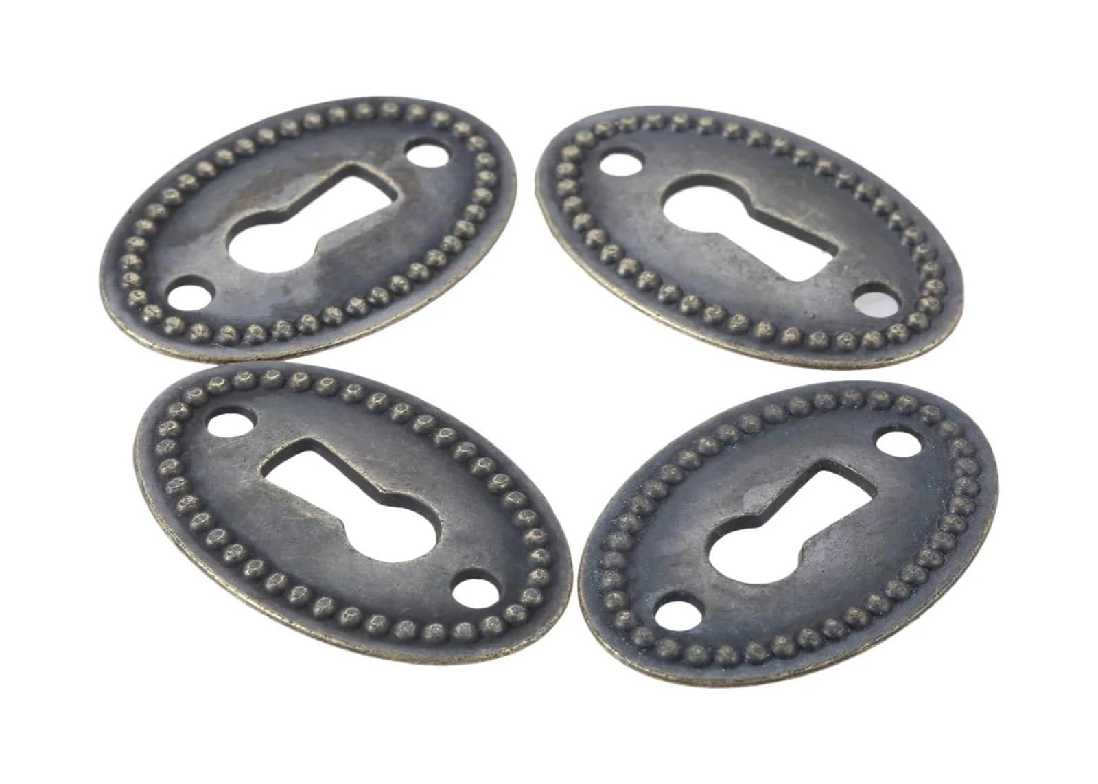 10pcs Vintage Oval Antique Bronze Beaded Hollow Pattern Keyhole Cover