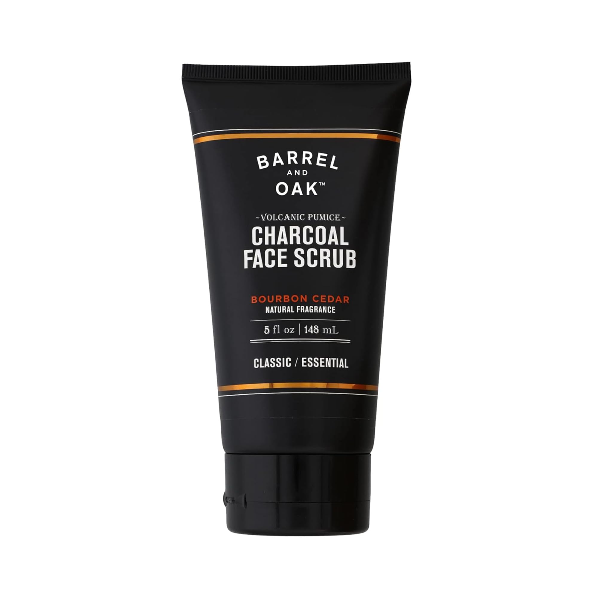 Barrel and Oak Volcanic Pumice & Charcoal Face Scrub for Men, Deep Exfoliating Face Scrub for Dead Skin & Clogged Pores, Promotes Healthy Beard Growth, Vegan, Bourbon Cedar, 5 oz