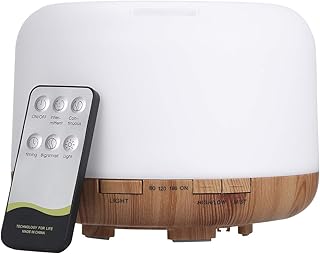 Hylotele Humidificateur d'air Ultra-sonique de 500 ML avec télécommande Diffuseur d'huile Essentielle Lampe de Nuit Aromathérapie Diffuseur d'arôme Mist Maker 3 Niveaux Fonction de synchronisation/7
