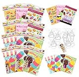 TINYMILLS Ice Cream Coloring Books with Crayons Party Favors with 12 Coloring Books and 48 Crayons, Ice Cream Party Favors, Favor Bag Filler, Carnival Giveaways