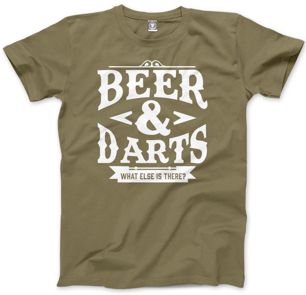 Hotscamp Men's Khaki Darts & Beer What Else Is There Unisex T-Shirt - XX-Large
