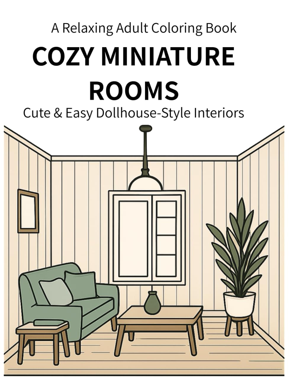 Cozy Miniature Rooms: A Relaxing Adult Coloring Book Inspired by Dollhouse-Style Interiors