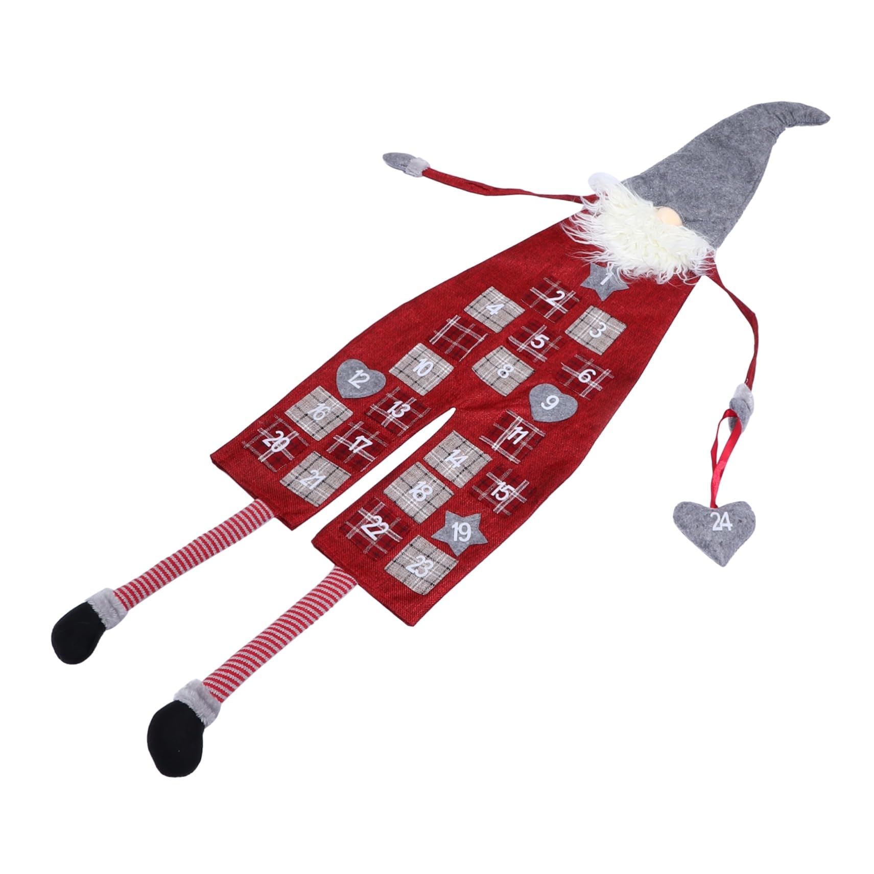 Calendario Avvento Decorativo Appendibile Rosso in Lino e Lana Artificiale Conto alla Rovescia per Natale Decorazione Festiva per Soggiorno e Camera