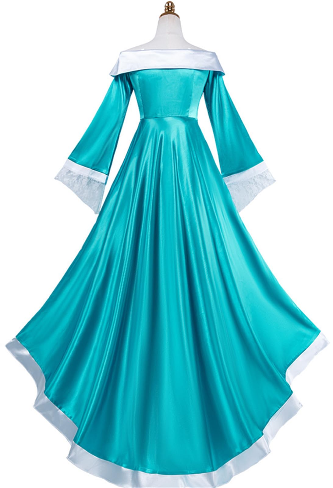 Rosalina Kostüm mit Krone Damen Fasching Cosplay Prinzessin Lange Abendkleid und Ohrringe Zauberstab für Weihnachten Karneval Halloween Party Geburtstag Maskenball Fancy Ballkleid Verkleidung 02