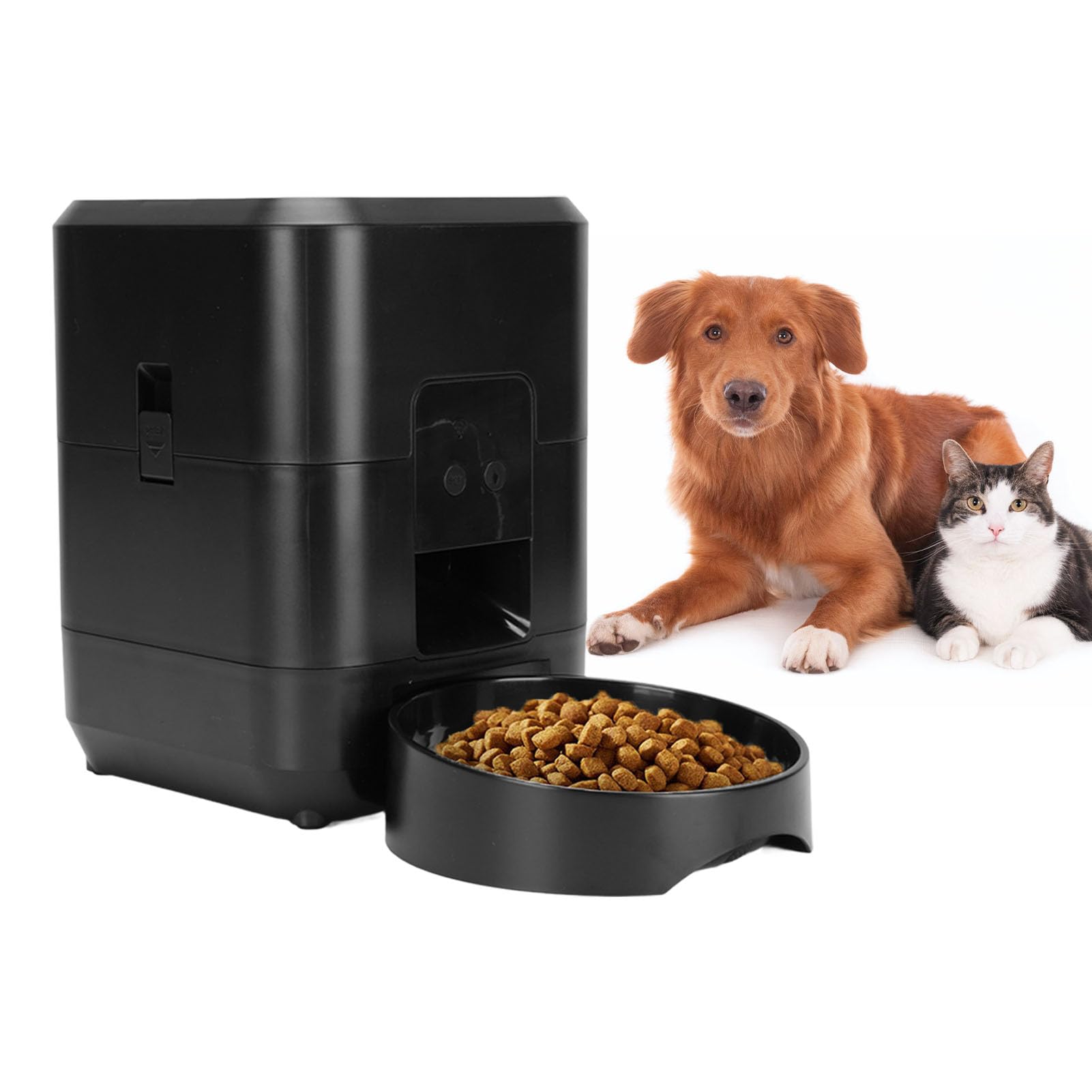 Automatischer Katzenfuttermittel, WiFi Dog Troy Food Spender mit Zeitgesteuerter Fütterung, Portionskontrolle, Haustier Auto Feeder für Katzen Kleine Hunde Haustiere (Black)