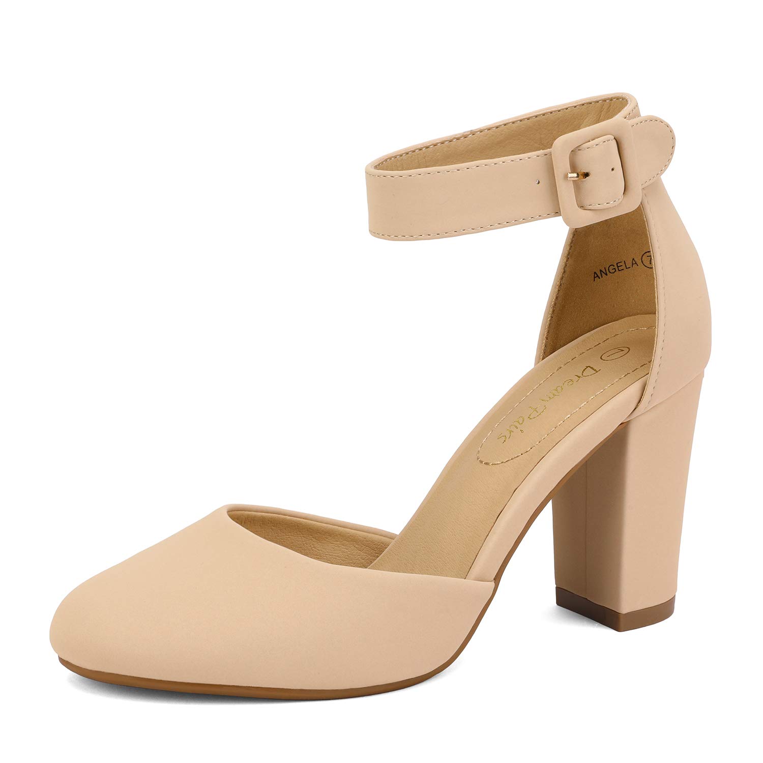 DREAM PAIRS damski pasek na kostkę wysoki obcas masywna sukienka buty sądowe