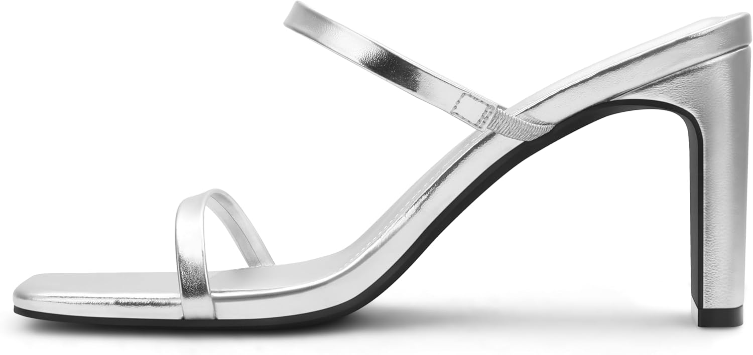 Carcuume Women's Square Toe Two Strap Open Toe Block Heels Sandals Slip On Shoes - Image 3