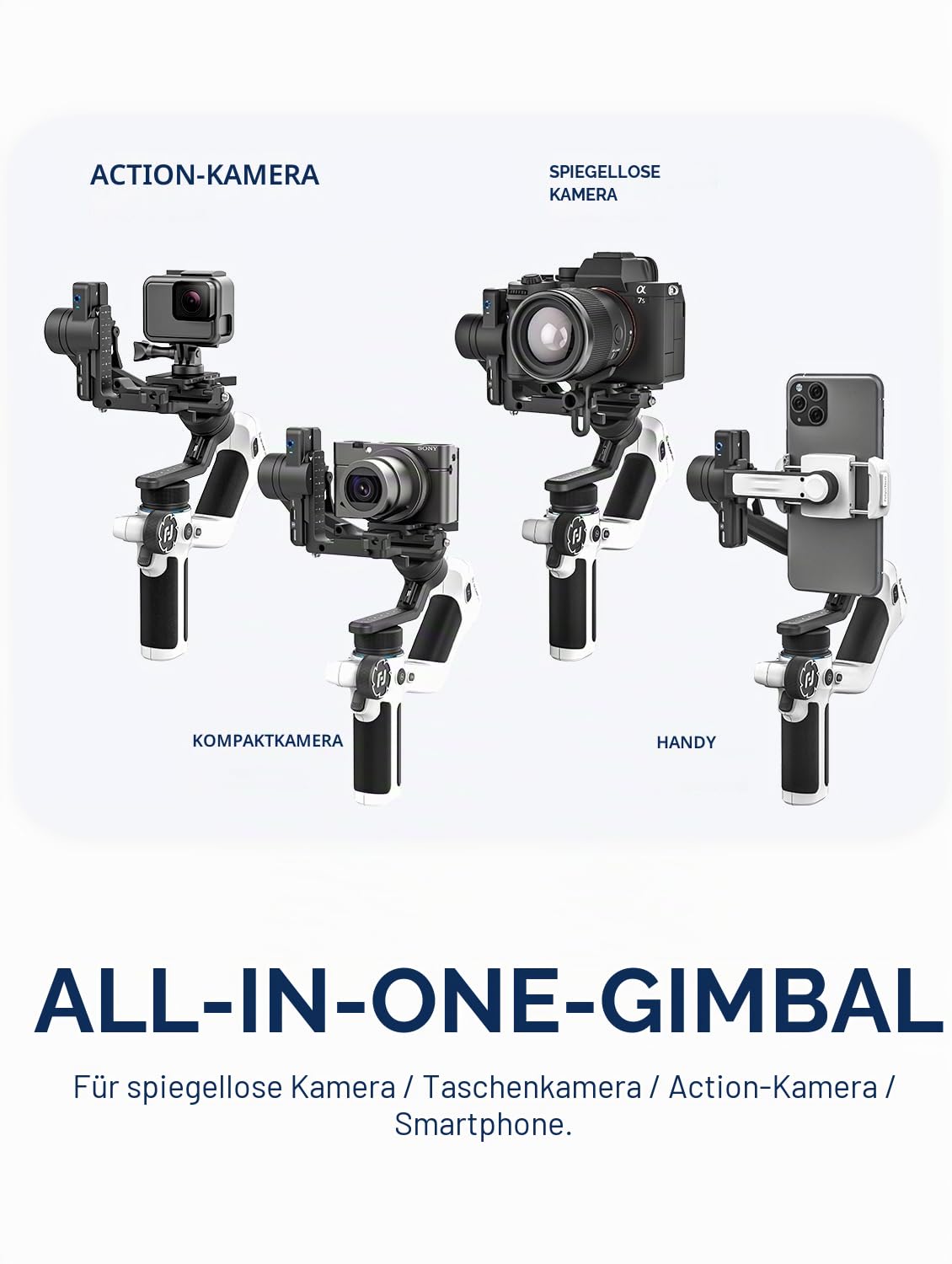 FeiyuTech SCORP Mini 2 Kit – 3-Achsen Gimbal Stabilisator für Spiegellose Kameras & Smartphone, mit AI-Tracking, Gestensteuerung, Touchscreen, Leichter Stabilisator für Vlog, YouTube, TikTok & GoPro