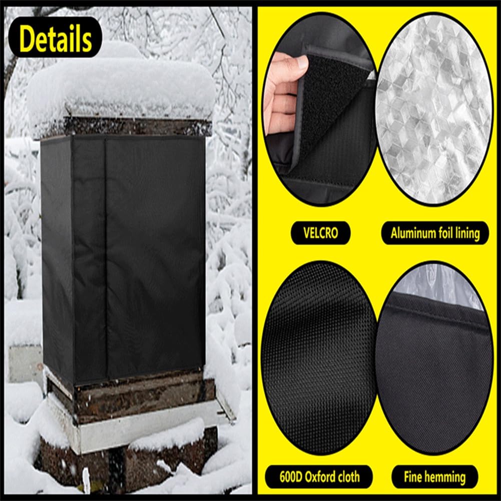 Envoltura de colmena para invierno – protectora de colmena Oxford 600D con aislamiento térmico, acogedora, resistente al viento, a prueba de frío, duradera, fácil de instalar y fácil de usar