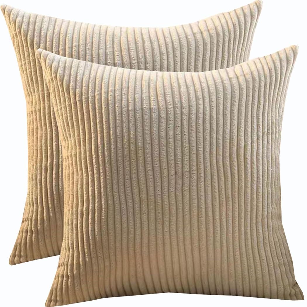 SWJ-swjssb Super King Size Pillow Cases 80x80 70x70 Cm, Set Of 2 Square Extra Large Cushion Covers,Soft Pillow Covers With Invisible Zipper Decorative Pillowcases For Sofa Couch(Light Khaki,65x65 cm)