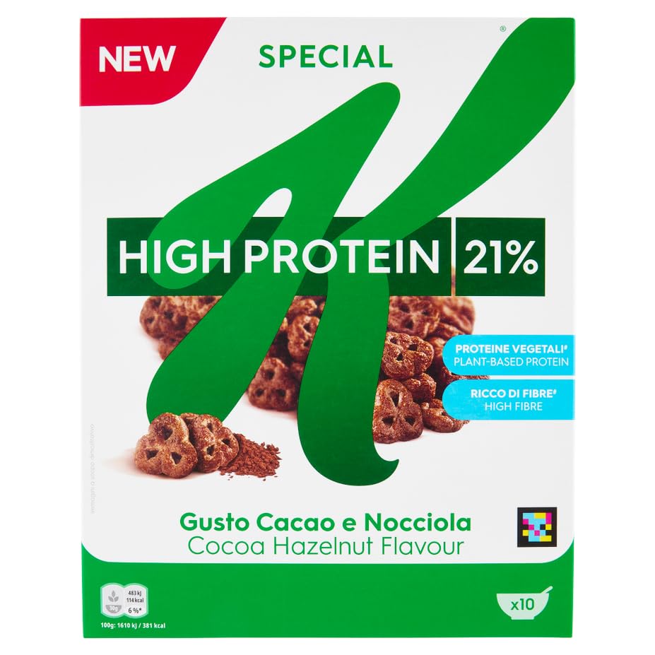Cereali per Special K High Protein Cereali di Mais, Grano e Avena al gusto di Cacao e Nocciola 320g