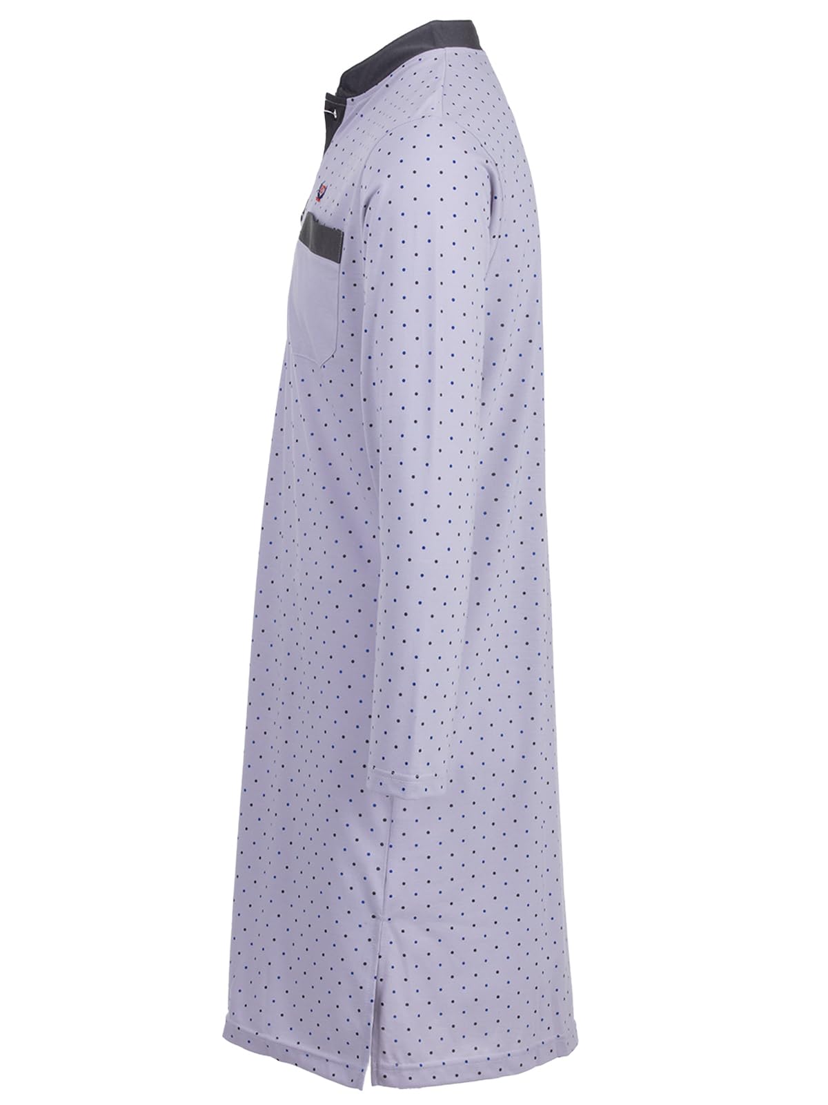 Chemise de nuit à manches longues pour homme avec poche poitrine et col montant