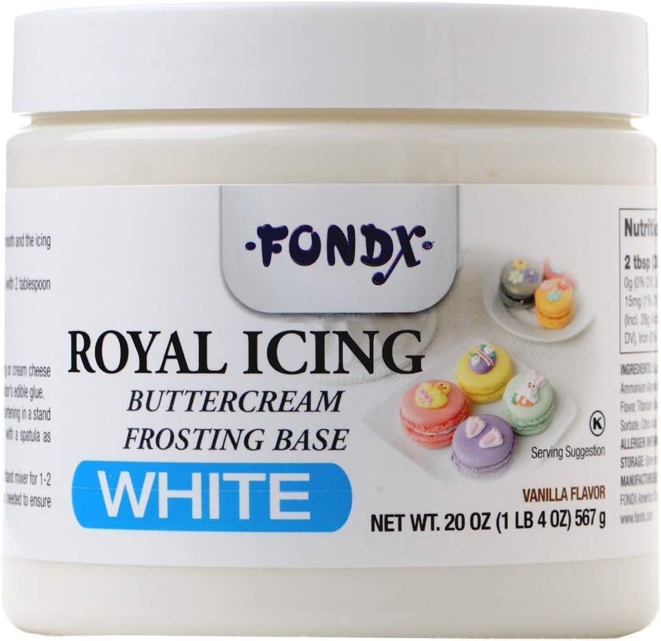 FONDX Royal Icing, Vanilla Flavor, White, 20 oz