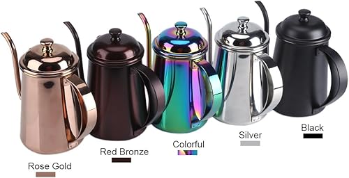 Miniatura 5 de Fdit 650ML Acero Inoxidable Cuello de Cisne Boquilla Hervidor Café Té Inicio Brewing goteo Pot (Oro Rosa)