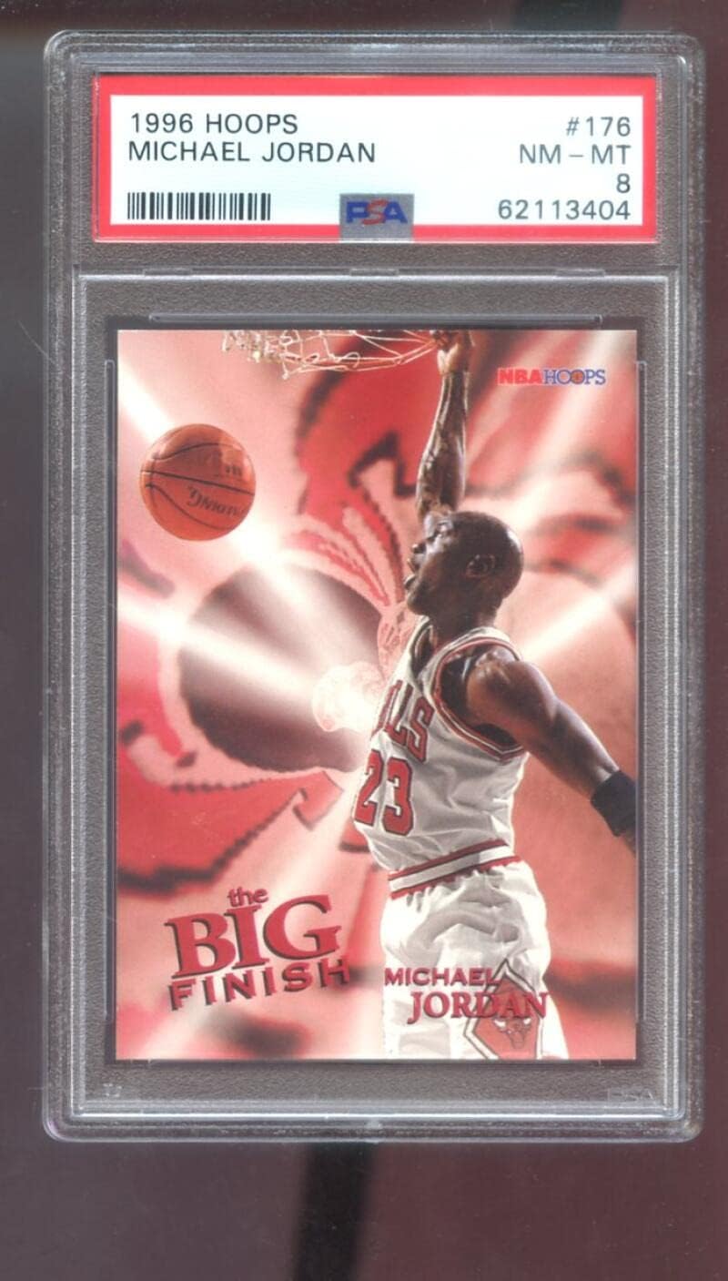 1996-97 Hoops #176 Michael Jordan PSA 8 Graded Basketball Card NBA 96-97 1996-1997 The Big Finish Chicago Bulls