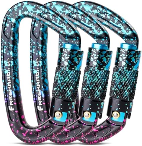 FresKaro UIAA Certified 25KN Auto Locking Climbing Carabiner Clip...