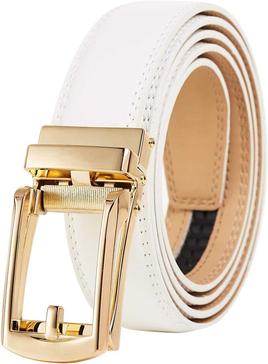 Tonywell Mens Leather Ratchet Belts with Click Buckle Perfect Fit Dress Belt 30mm Wide