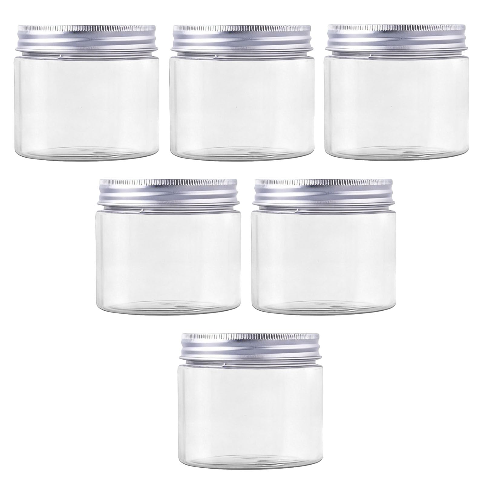 Erioctry Silver 6Pcs 150Ml 5Oz Pet Plastic Empty Cosmetic Containers Jars Cases With Aluminum Lid Cream Lotion Box Ointments Bottle Food Bottle Makeup Pot Jar