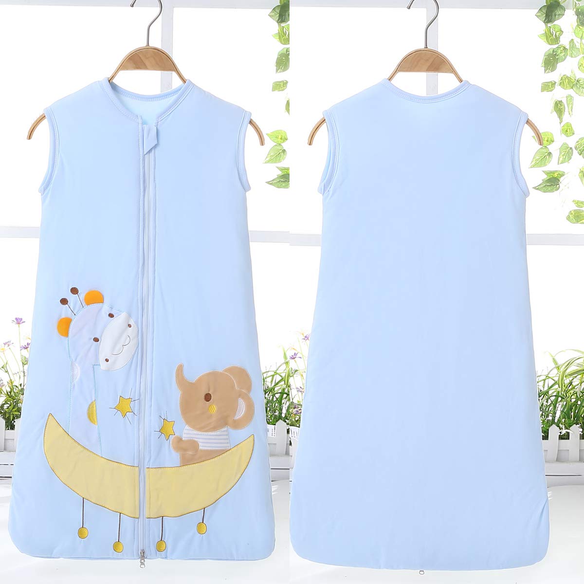 Baby Sleep Nest Wearable Blanket Sleep Sack 100% Cotton Sleeping Bag 2.5 Tog Elephant for Girl & boy (Blue, 110cm(24-36month))