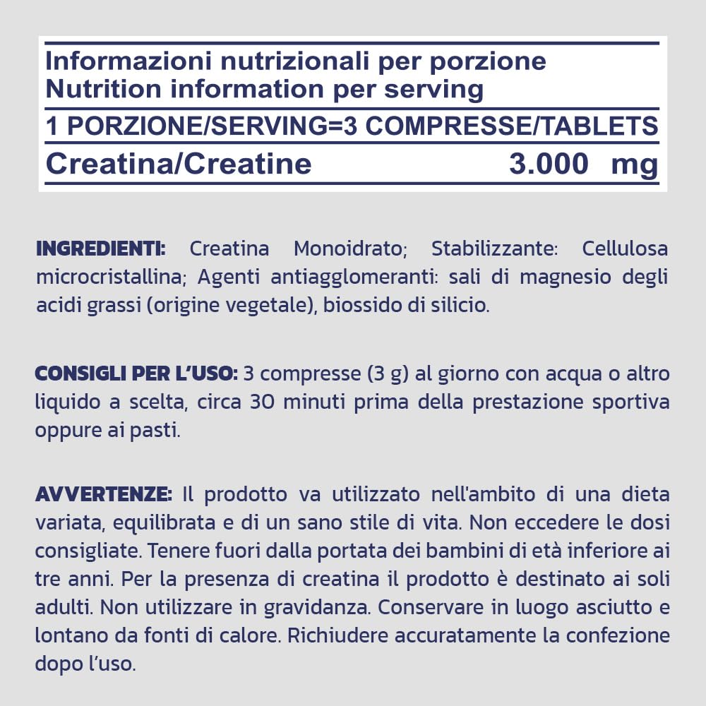 PROLABS– Creatina Monoidrata Creatine PURE, 210 Compresse x 1000mg 100% Purissima, Creatina Monoidrato Supporta Forza e Performance Sport Alta Intensità, Integratore Alimentare Vegan anche Pre Workout