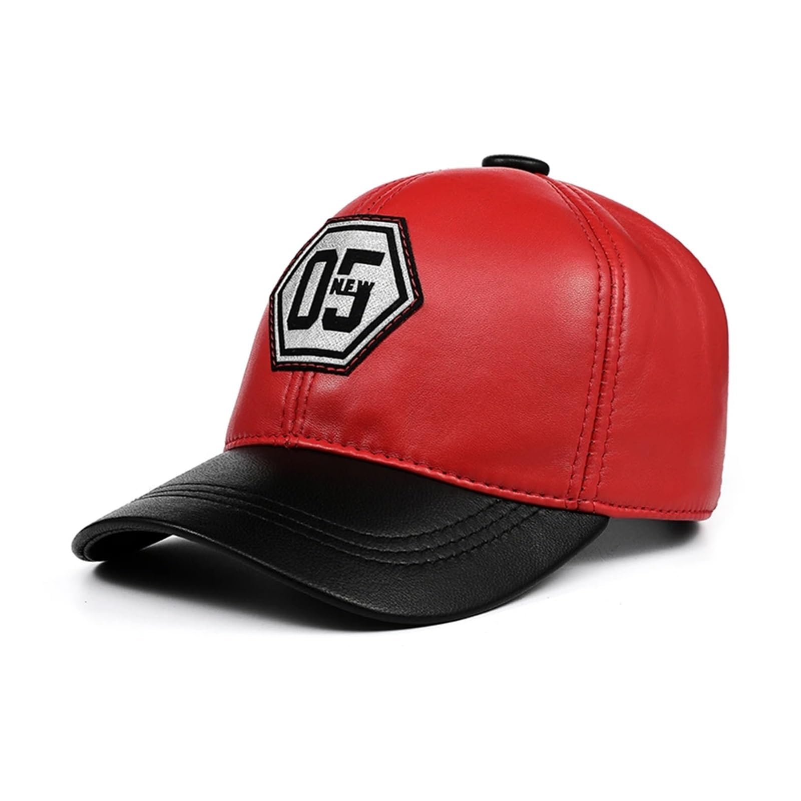Genuine Leather Baseball Cap Men Women Blue Black Patchwork Male Female Winter Dad