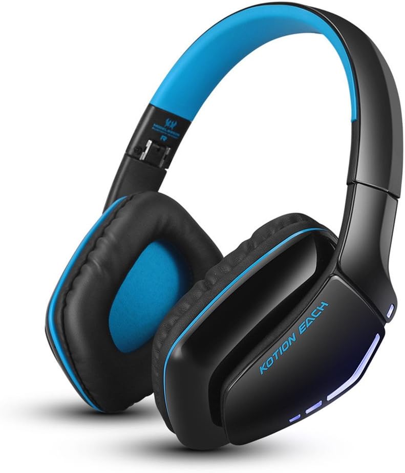 Bluetooth Headphones, Gaming Headset for PS4 XBOX ONE S (Connecting by Line-in Cable) KOTION EACH B3506 Foldable V4.1 Wireless Headset with Mic for PC Mac Smartphones Computers (Blue)