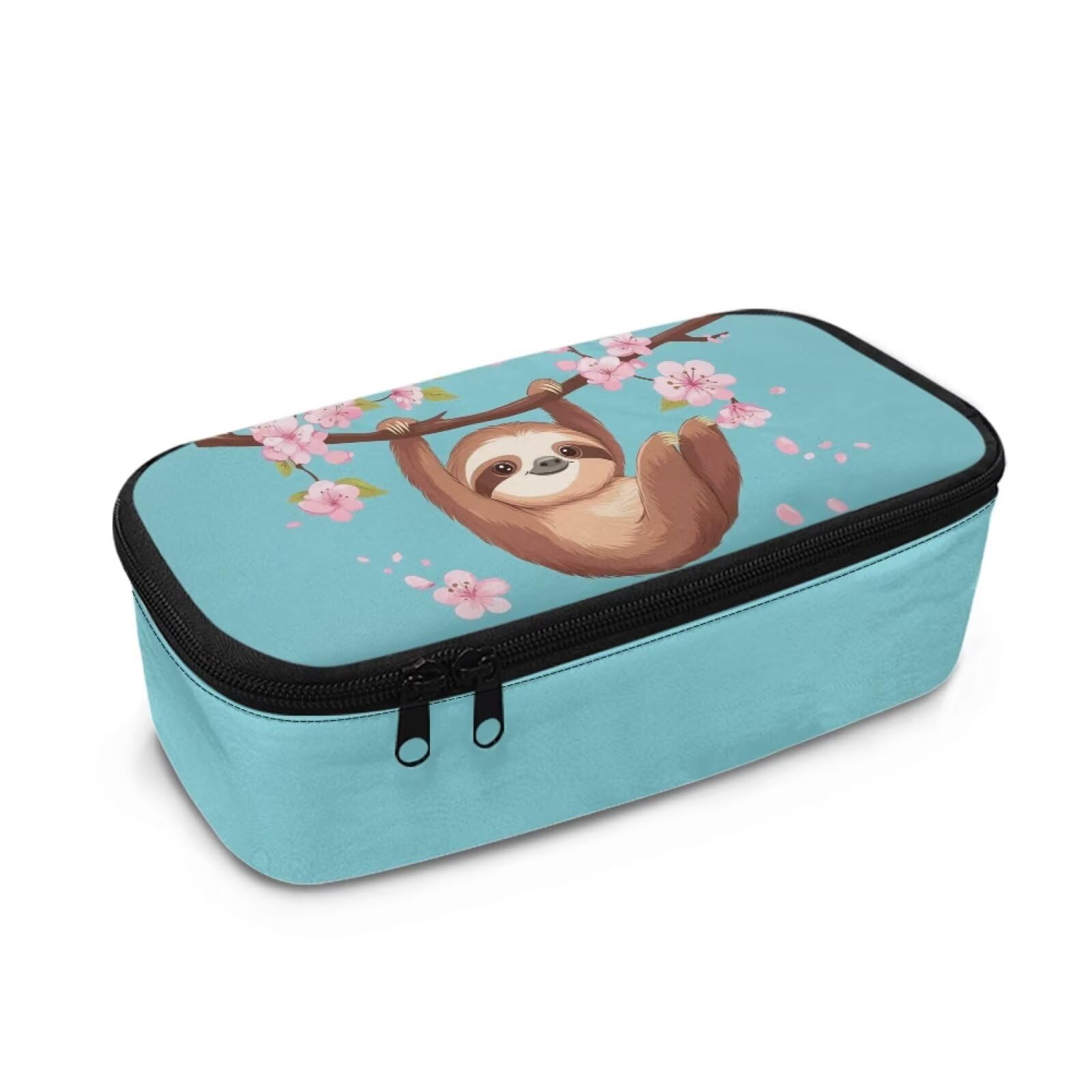 Howilath Cherry Blossoms Kids Sloth Large Pencil Case Big Capacity Teenage Girls Pencil Pouch Student Secondary/Primary School Pencilcases