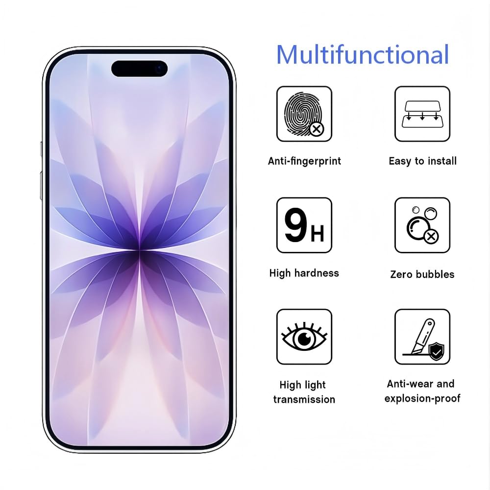 3 sztuki szkła hartowanego do iPhone 17, iPhone 17 Pro, iPhone 16 Pro, folia ochronna na ekran szkło ochronne odporne na zarysowania bez pęcherzyków twardość 9H szkło o wysokiej rozdzielczości 6,3