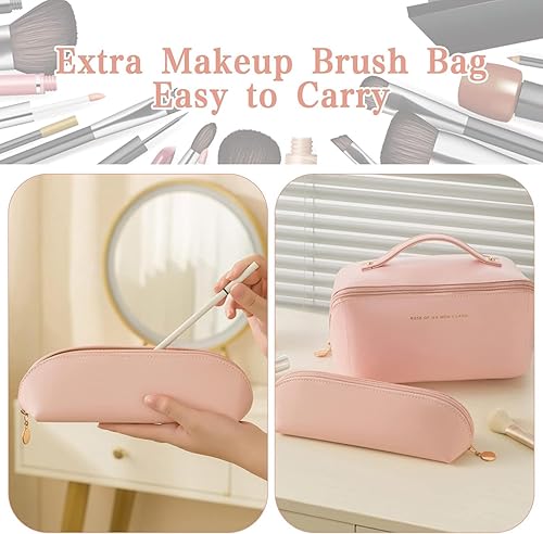 Miniatura 5 de JIALTO Bolsas de maquillaje para mujer, bolsa colgante de maquillaje, bolsa plegable de viaje con 4 compartimentos, organizador de cosméticos