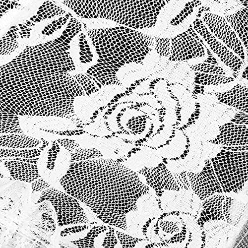 White Lace Embroidery Umbrella, Floral Craft Decorative Parasol for Stage Performance Wedding Tea Party Fashion Photography Wooden Handle