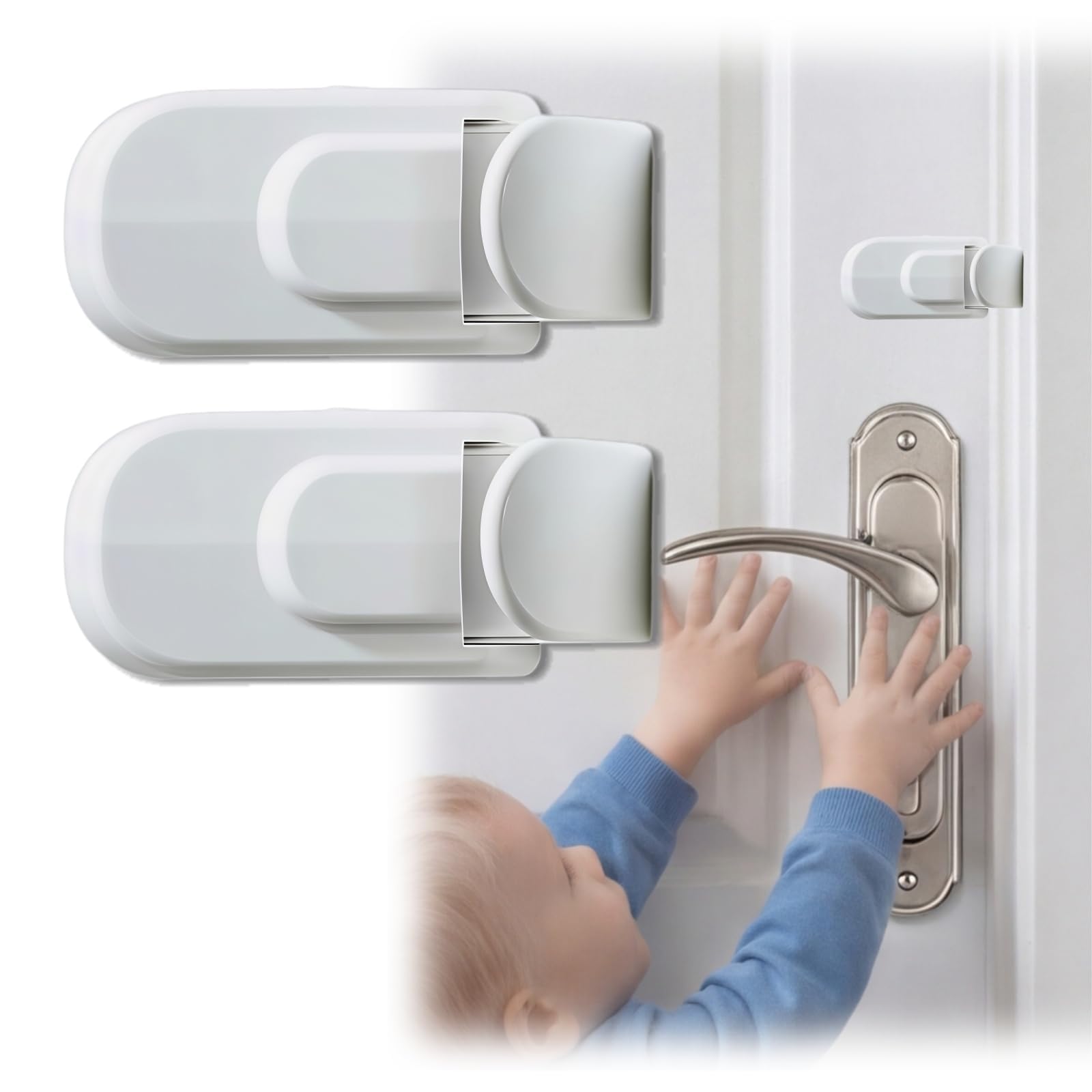 Child Proof Door Lock, Snap-On Door Knob Safety Lock & Door Handle Child Lock, No Tools Required, Fits Knob & Lever Door Handle Safety Lock for Baby, Toddler, Cat & Dog (1PC) — view 9