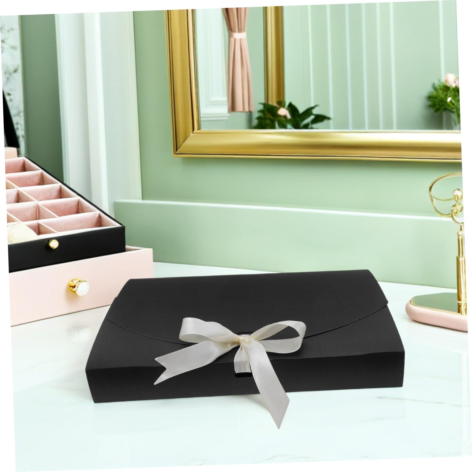GALPADA Vielseitige Geschenkverpackung aus Papier 20 Stück Schwarze Geschenkbox mit Premium Haltbarkeit für Schals und Handtücher für Geburtstage und Reisen