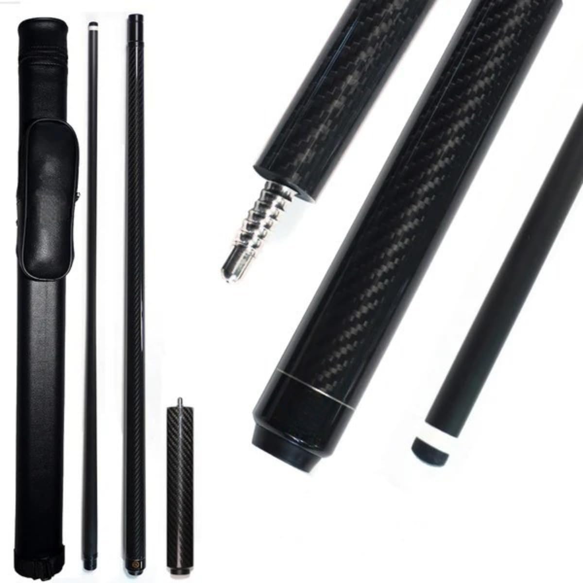 3K Diagonal Carbon Fiber Black Eight Pool Cue - 11,8 mm pręt uderzający z przedłużonym paskiem, lekki, profesjonalny kij bilardowy do domu/klubu