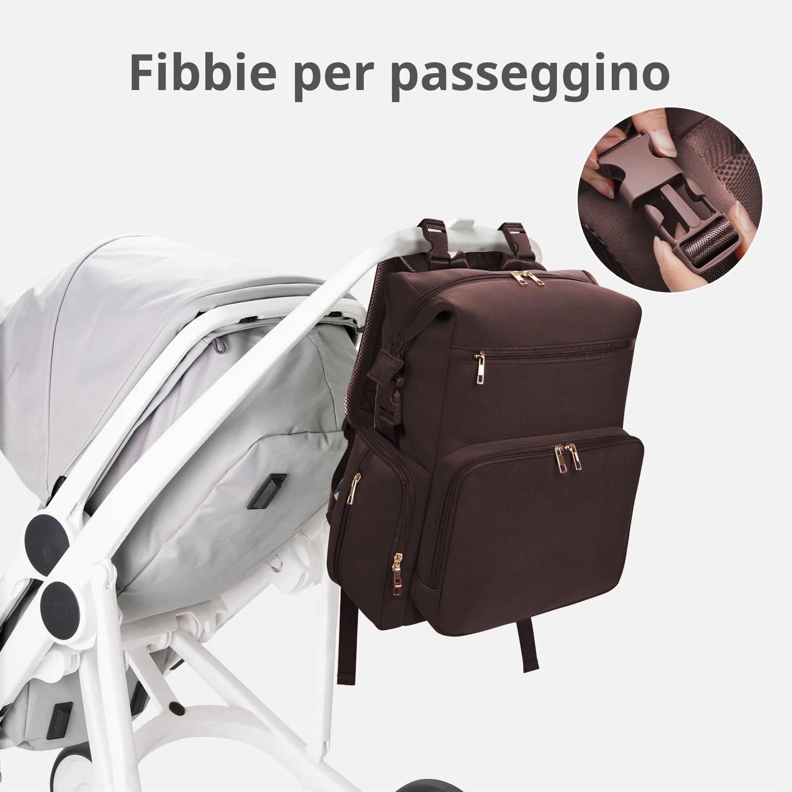 CEI-CEI Zaino Fasciatoio in Neoprene Impermeabile, Grande Capacità con Ampia Apertura, Tasche Termiche per Biberon, Fasciatoio Portatile Incluso, Zaino Multifunzione per Mamma e Papà