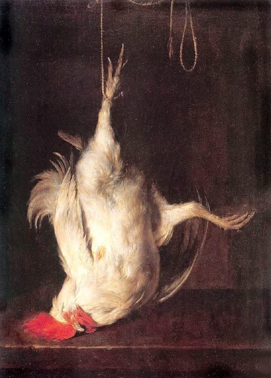 Affiche toile le coq mort de Gabriel Metsu reproduction d'art 60x90cm