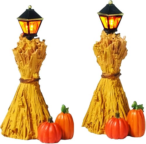 Miniatura 1 de Department 56 Accesorios de Halloween para colecciones de aldea, juego de figuras iluminadas de farol de maíz de cosecha, 2.25 pulgadas, multicolor