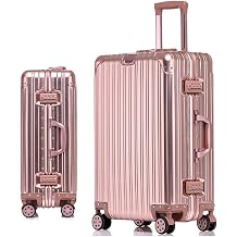 Aluminium Suitcase Large Cabin Luggage Lightweight Hardshell Frame Suitcase with TSA Password Lock, No Zipper Luggage,Pink,20in