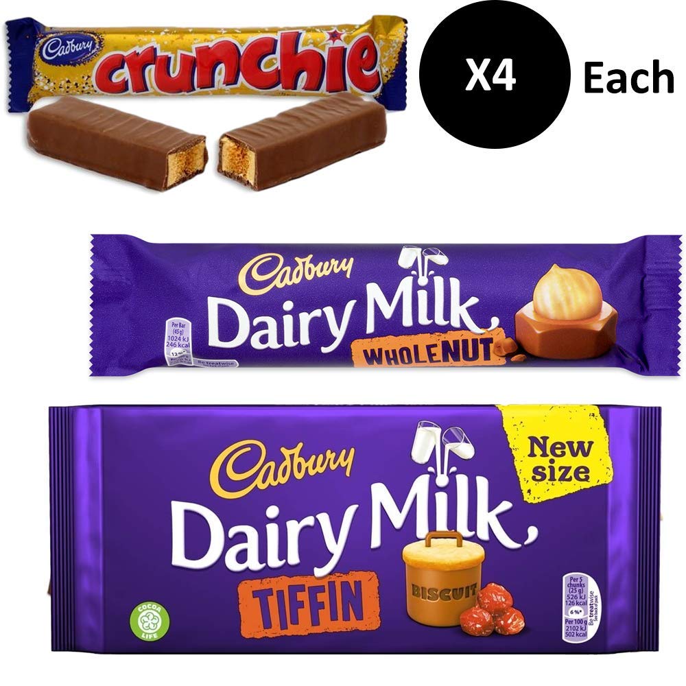 Buy Cadbury Crunchie + Cadbury Wholenut + Cadbury Dairy Milk Tiffin 4