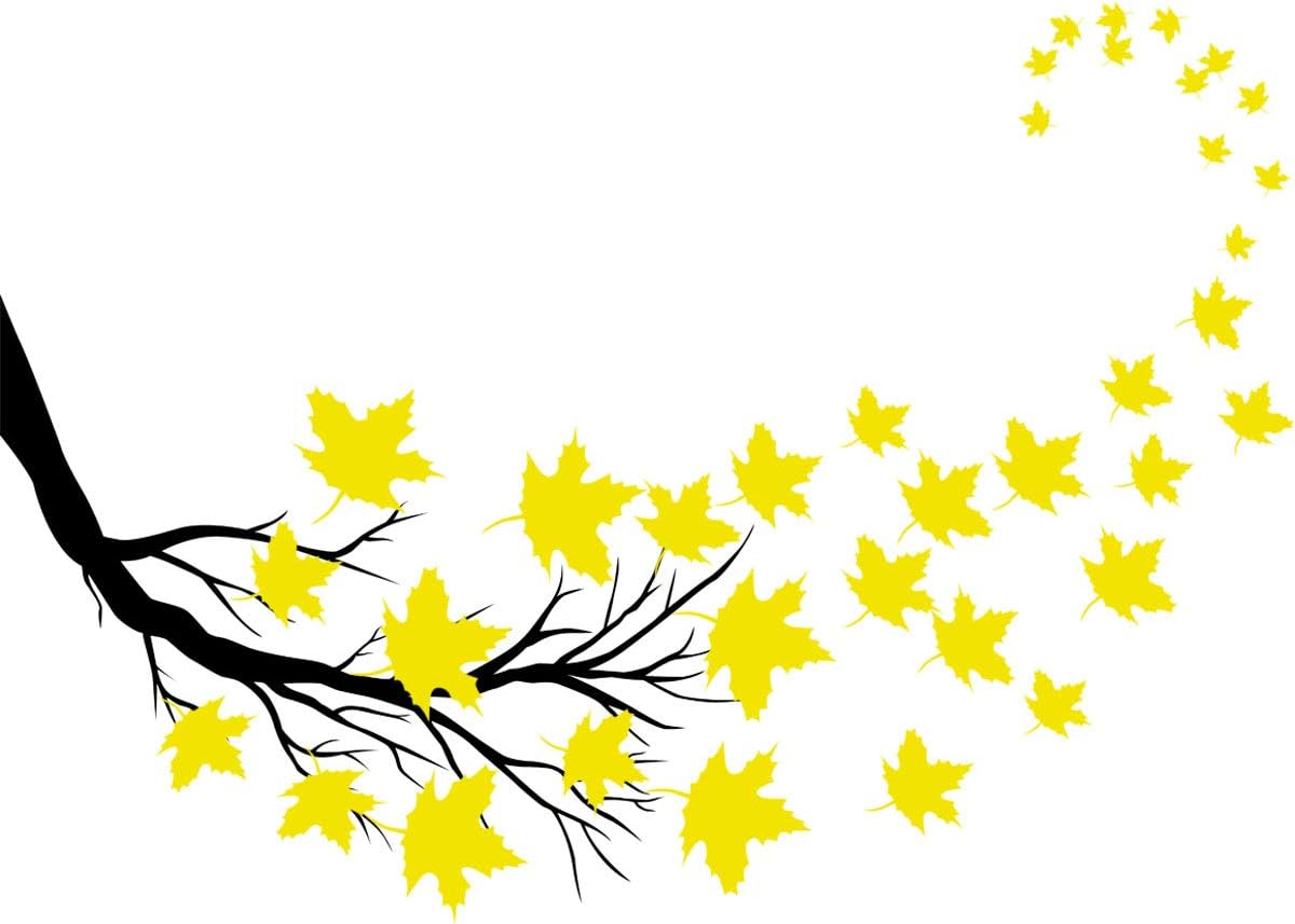 VWAQ Tree Branch Leaves Wall Sticker - Living Room Decal Decor - 37 PCS (Orange & Black)