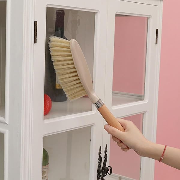 Ensemble de 2 Pièces Balayette et Pelle Beige Poils Pointus, Manche en Bois et Brosses en Pp et Pet, Mini Balai de Nettoyage pour Bureau et Comptoir - 5
