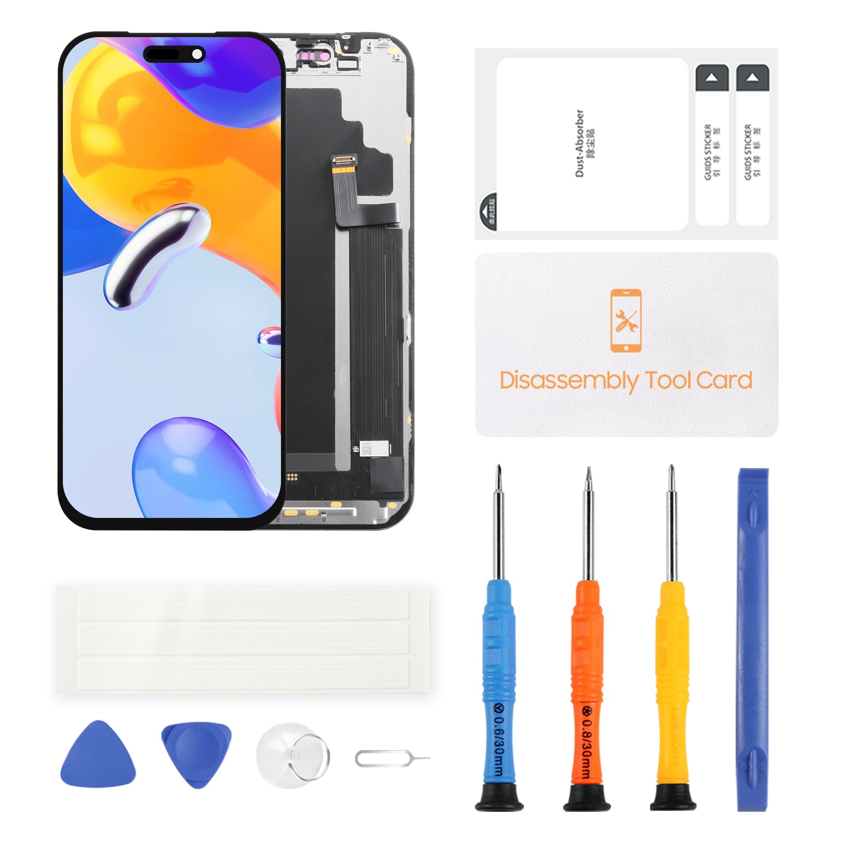 LADYSON Incell ekran LCD do iPhone'a 17 Pro, zamiennik ekranu 6,3 cala, część naprawcza LCD z obsługą Face ID do A3256/A3523/A3522/A3524, czarny