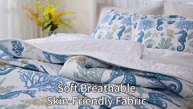 Amazon.com: weesire Coastal Bedding King Size Coastal Quilt with 2