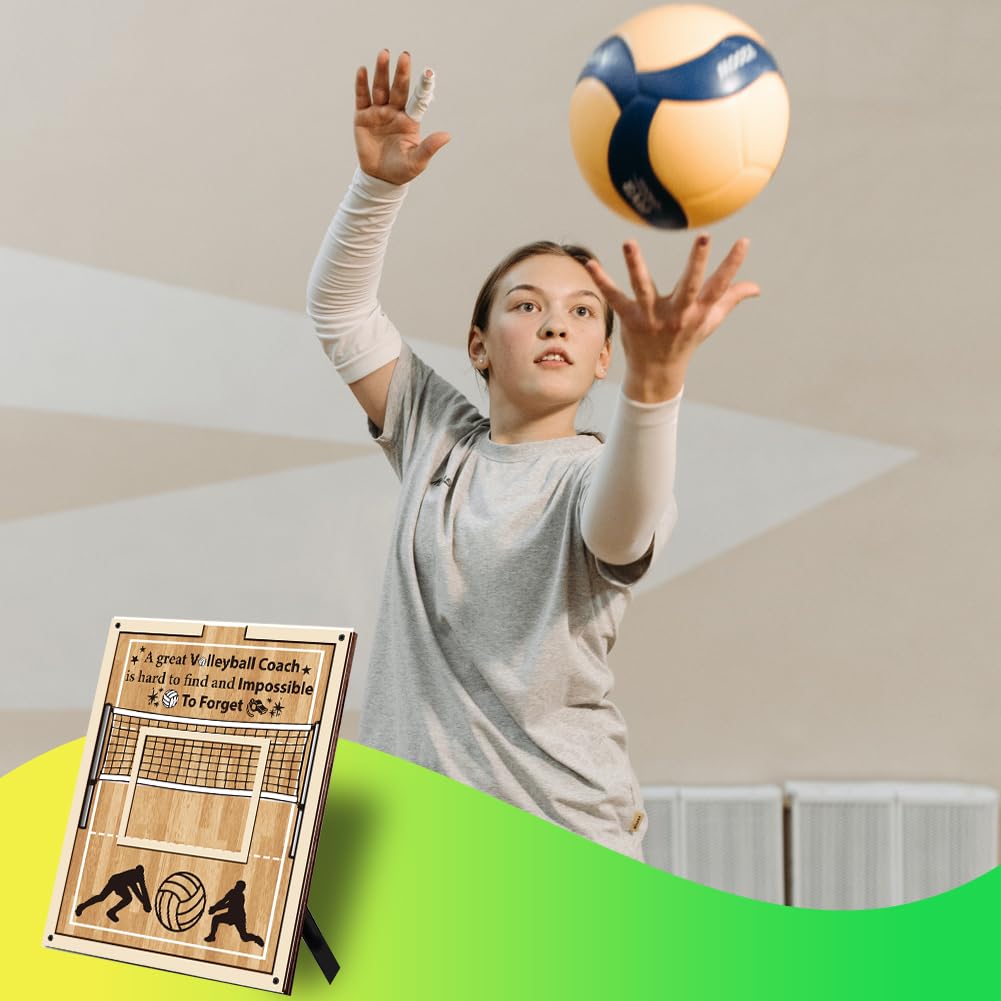 Cornice Regalo per Allenatori di Pallavolo Da 10.2 x 8.5 pollicePlacca Sportiva con Schegge di LegnoTarga con Firma AllenatorePiastra Pne di RingraziamentoPresente per CompleannoIdea Regalo