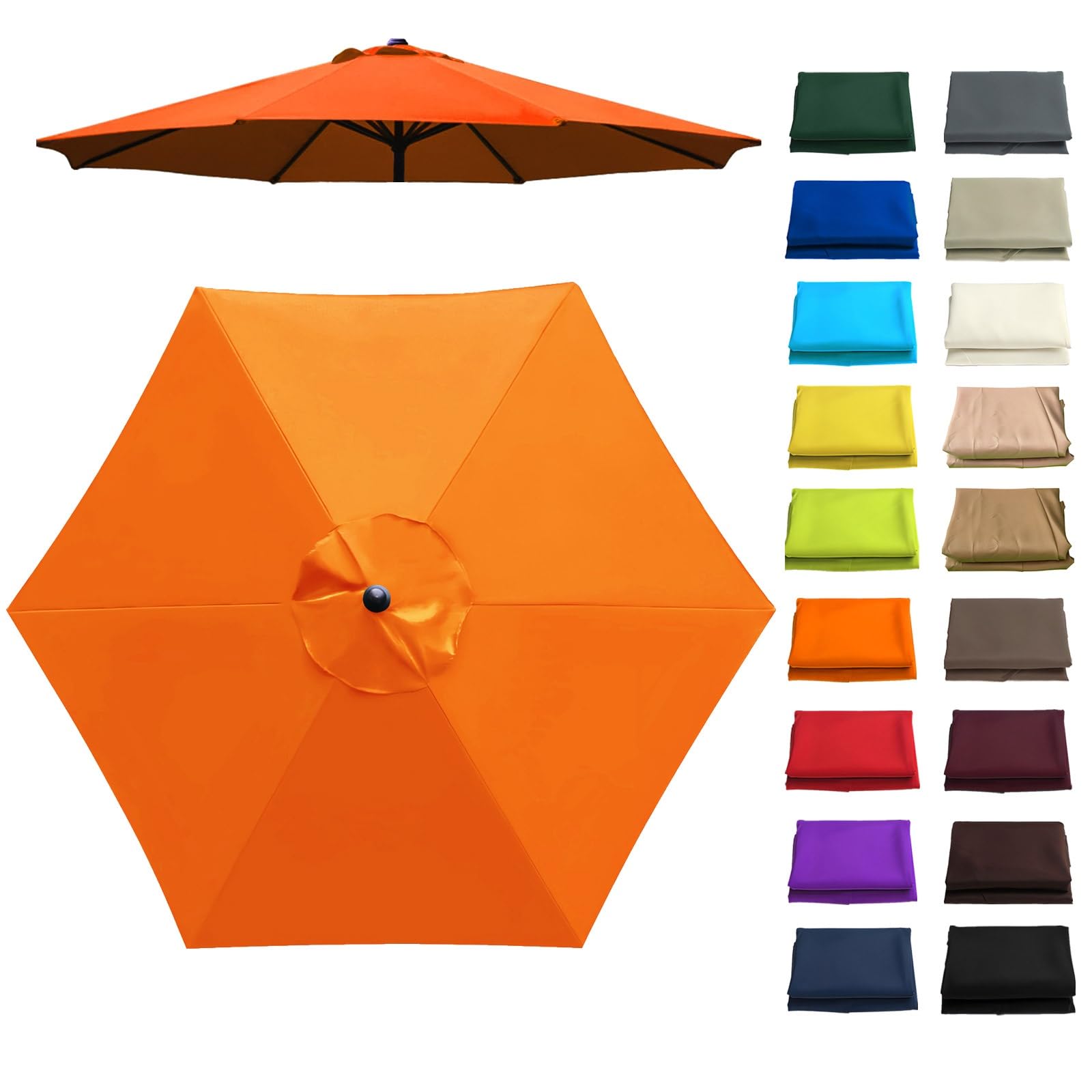 6.6/7.5/8.2/8.9/9.8/11.5Ft Patio Umbrella Replacement Canopy, Umbrella Canopy Replacement, UV Protection Replacement Parasol Fabric Cover, 6/8 Ribs