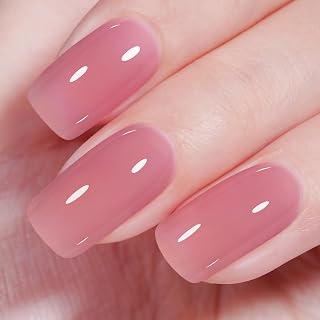 AILLSA Rose Pink Gel Nail Polish Rose Lake Jelly Gel Polish Neutral Sheer Translucent Nude Gel Polish Long Lasting Blush Red Soak Off U V Gel for French Manicure Nail Art at Home 0.51 Oz