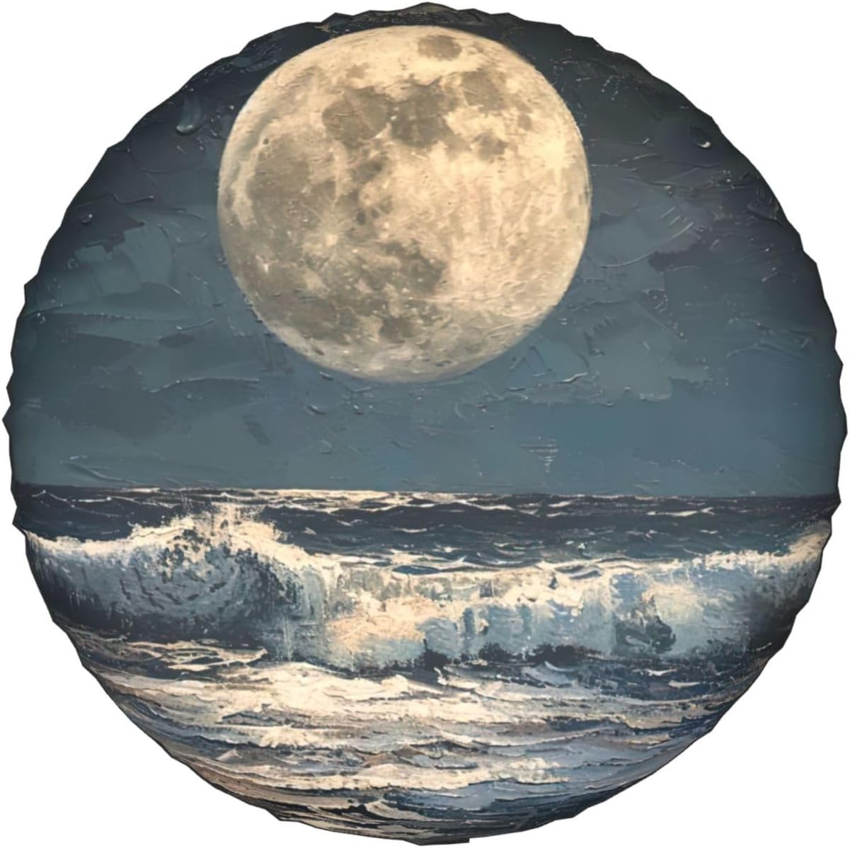 Moon and Sea Print Tire Cover Universal Spare Wheel for Trailer Rv SUV Truck Camper Travel Accessories