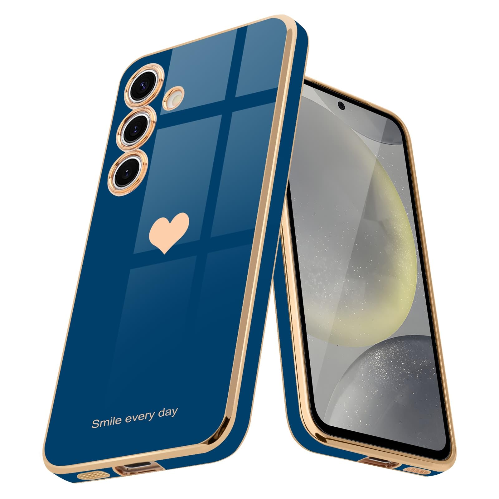 Teageo Kompatibel mit Samsung, Süße Herzmuster Mädchen Handyhülle Luxuriös Galvanisierte Glitzer Weich TPU Kameraschutz Kratzfest Stoßfest Schutzhülle für Samsung