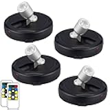 HAMVIDNE LED Spotlight, Battery Powered Picture Lights, Uplighting Indoor, Puck Lights with Remote, Stick Spot Light for Wall Display Dartboard Painting Artwork Accent-Silver（4Pack）