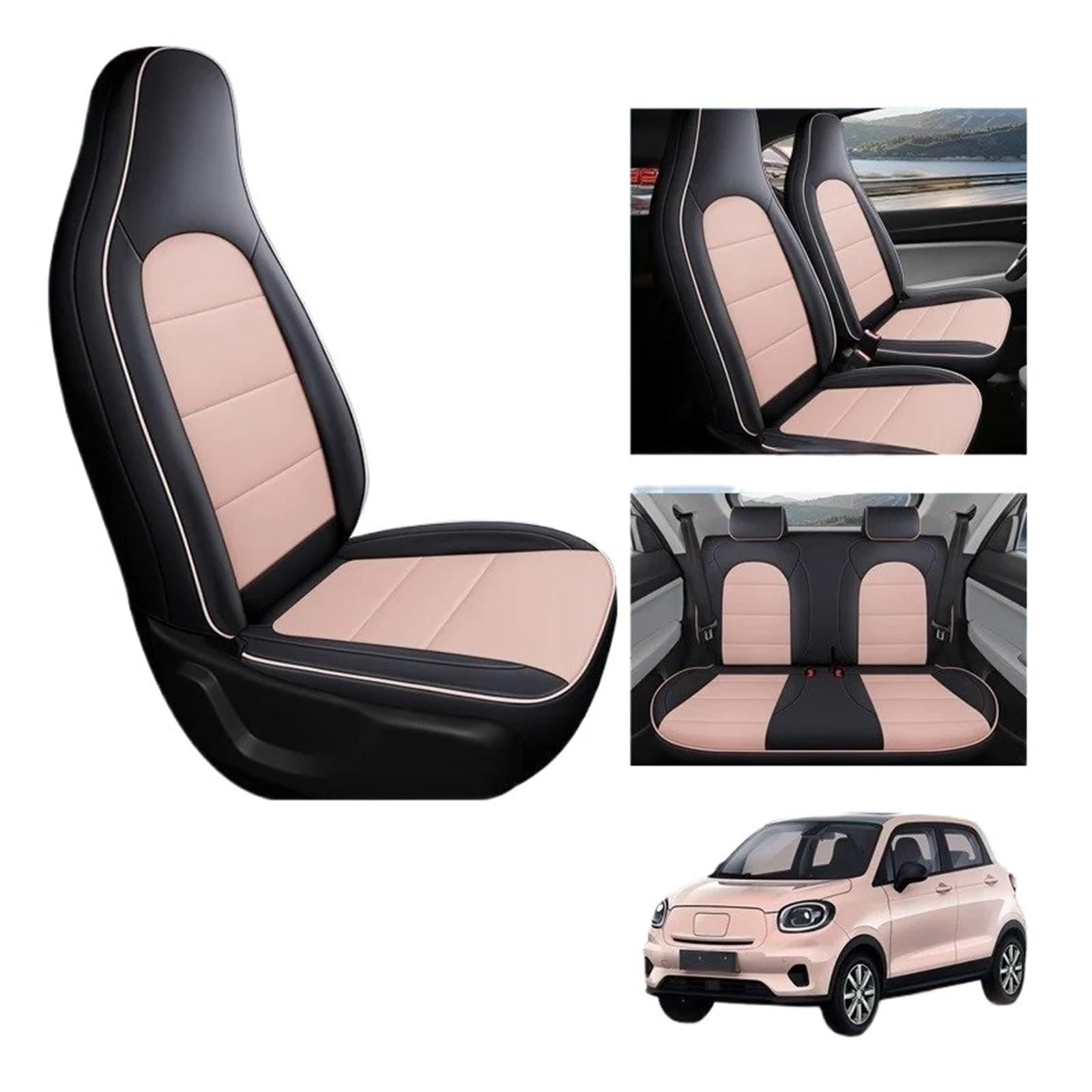 Ensemble Housses Siège Voiture pour Leapmotor T03 Véhicule Design À Couverture Complète Housses De Siège De Voiture À Cinq Places(Black)
