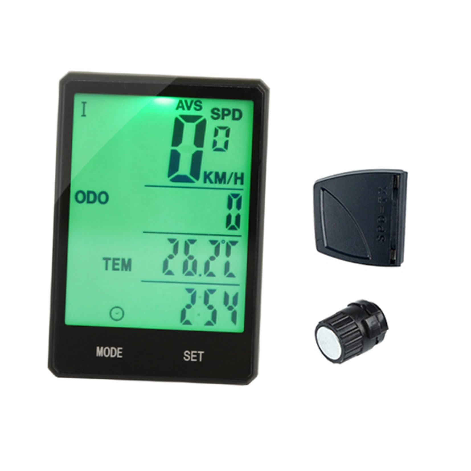 Tachimetro Bici Wireless Retroilluminazione per Bicicletta Nero | Display Inglese, Contachilometri e Guida, Batteria 2032, Uso Quotidiano e Salita